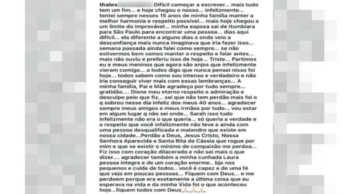 Em publicação, secretário revela motivo de atirar em filhos e se matar, em GO